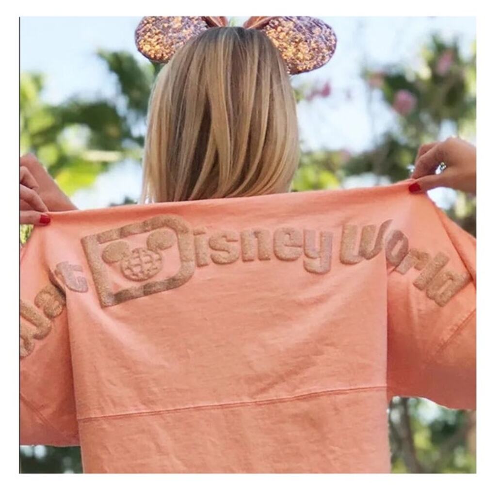 EUC Disney World Parks Rose Gold Spirit Jersey Long Sleeve Pullover Shirt sz: S